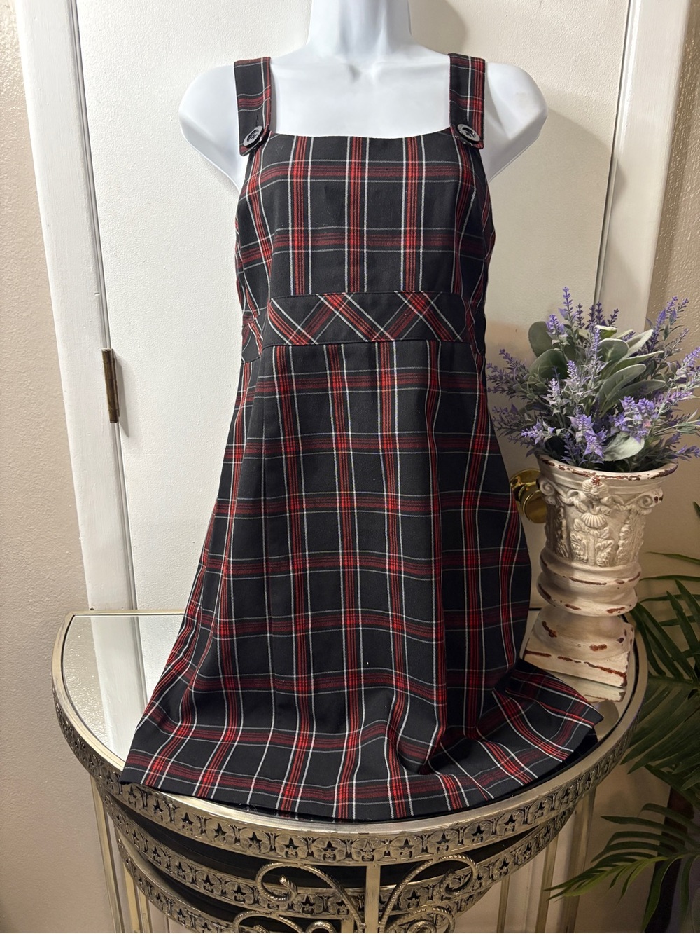 No Boundaries Black and Red Plaid Mini Dress